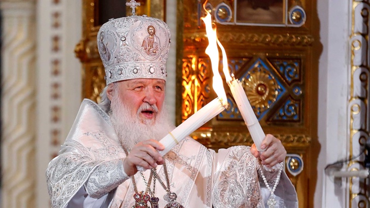 Патриарх Кирил в храма "Христос Спасител" в Москва.