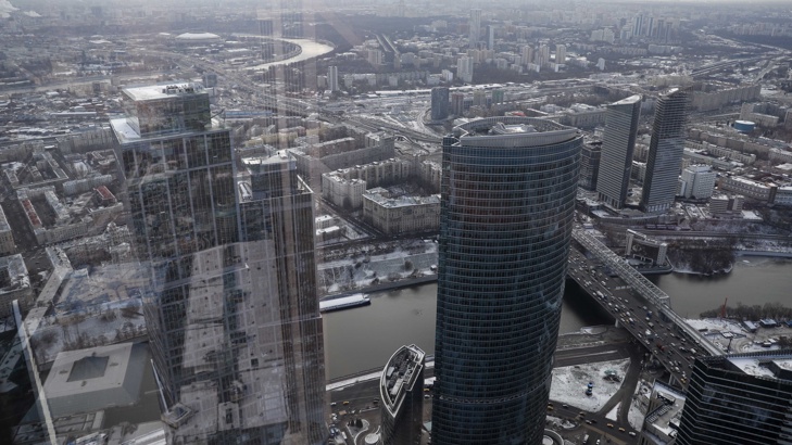 Изглед към Москва от Федералната кула в Москосвския бизнес център