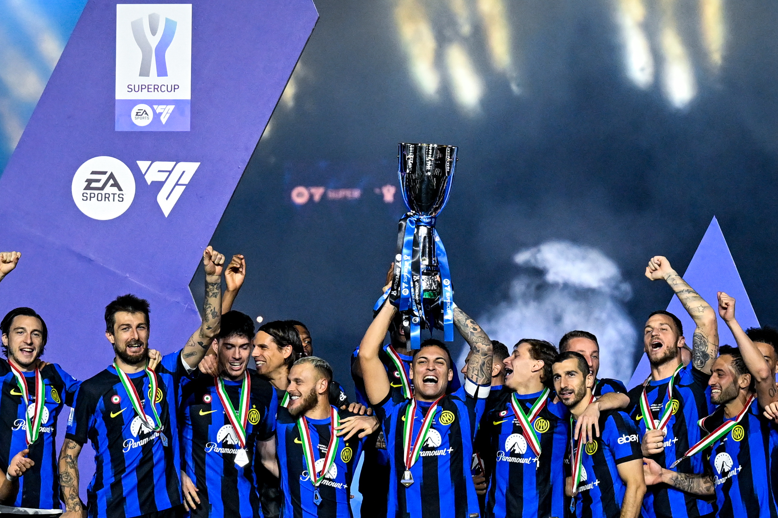 Martinez matches Vieri feat as Inter win third consecutive Italian Super Cup