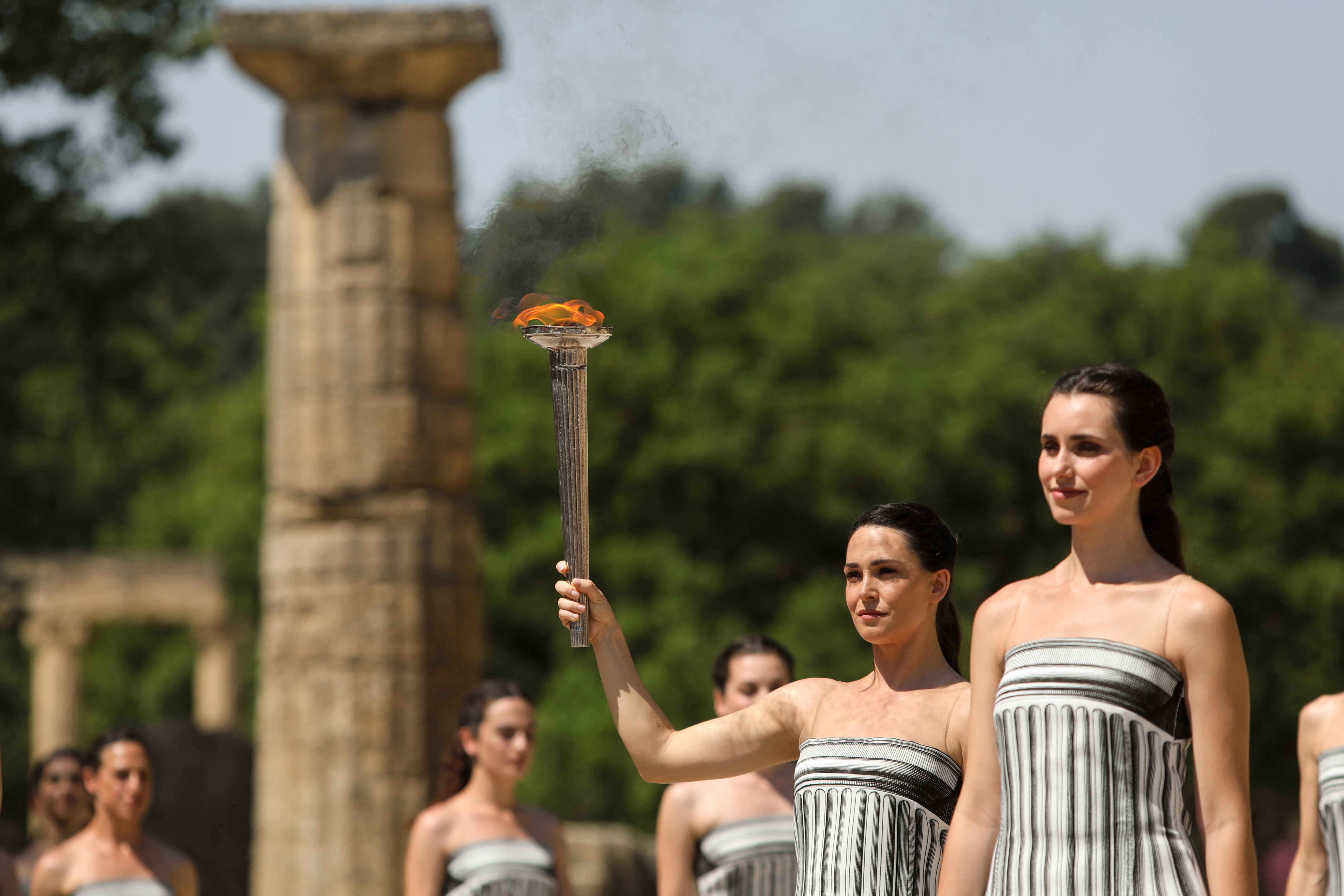 The Olympic flame for the 2024 Games in Paris was lit