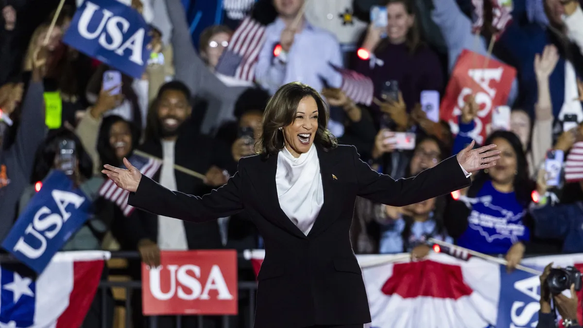 Kamala Harris promised a "bright future" at a spectacular campaign rally outside the White House