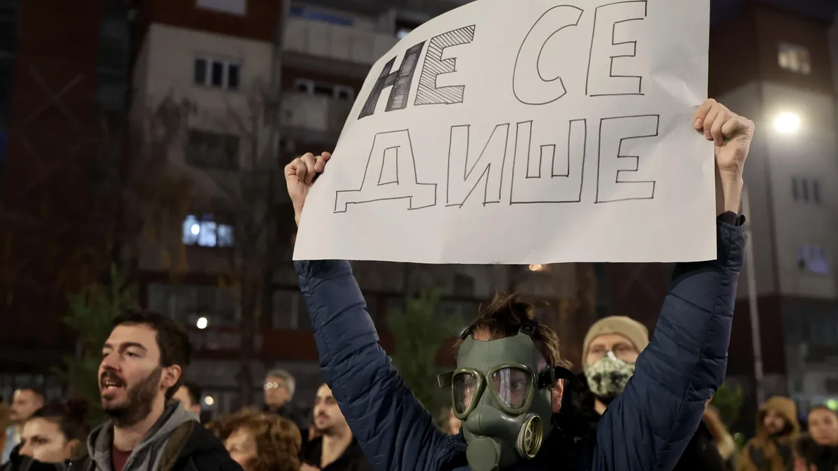 Hundreds protest against air pollution in North Macedonia