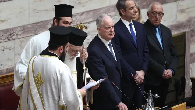 Konstantinos Tasoulas is sworn in as the new President of Greece